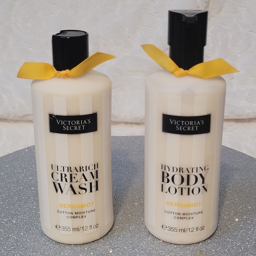 Victorias Secret Bergamot 2 Piece Set Cream Wash and Body Lotion 12 oz Each New